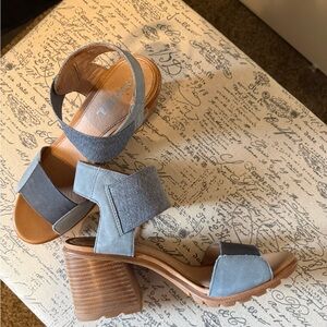 Sorel Blue Block Heel Sandals Brand New